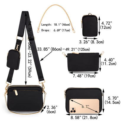 UTO Small Crossbody Bags for Women 3 in 1 Trendy Belt Purse Fashion Designer Mini Cute Sling Fanny Chest Pack