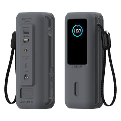 Silicone Case for Anker Laptop Power Bank (25,000mAh 165W) 1/4" Nut Hole,SD/SIM Card Storage, Display Protection&Dustproof, Travel Protective Cover Compatible with Anker Power Bank 165W (Gray)
