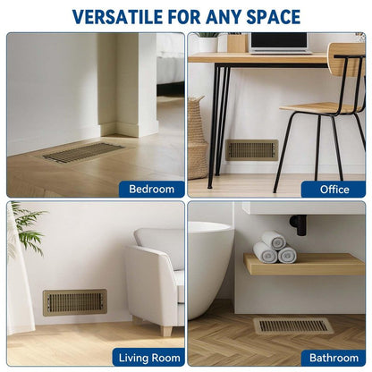 4" x 12" Floor Register Vent Covers 6-Pack, Walkable Powder-Coated Metal Vent Covers with Adjustable Airflow, Curved Safe Edges for Floor/Wall, Brown