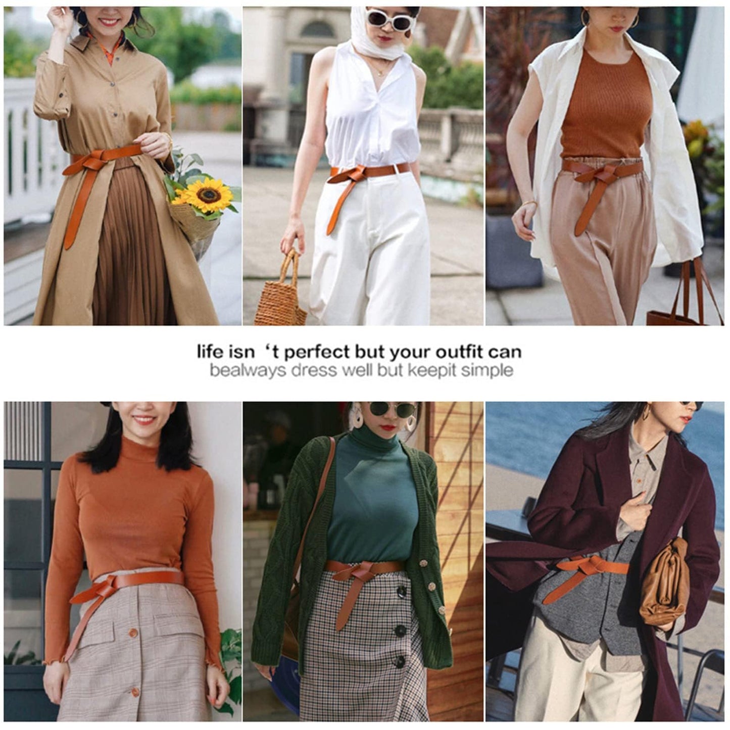 OZJABC Knot Belts For Women Soft Faux Leather Belt Fashion Tie Belts For Women Wrap Belt For Jeans Pants Dress (Brown)