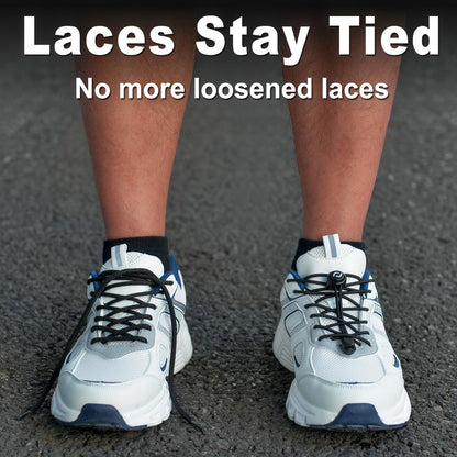 RJ-Sport Tieless Elastic Shoe Laces - Heavy Duty No Tie Shoelaces for Kids and Adult with Strong Lock and Speed Shoestrings (Black)