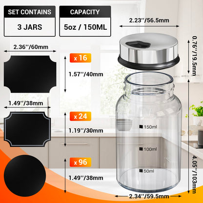 Segarty Spice Jars, 6 Pack 3 oz Spice Bottles with Shaker Lids, Glass Empty Storage Containers with Adjustable Stainless Steel Flow Top for Your Regularly Used Spices