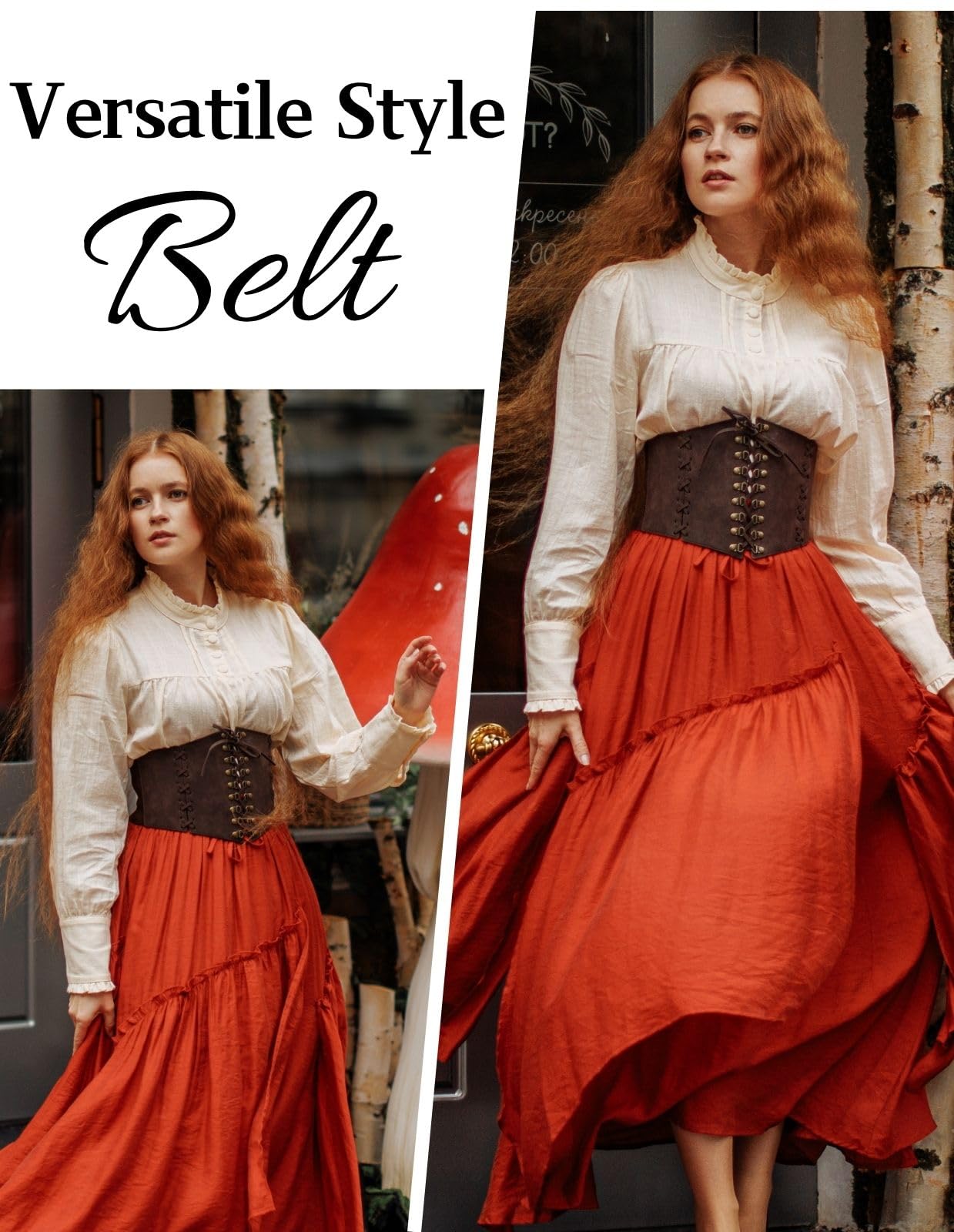 Scarlet Darkness Womens Pirate Corset Brown Wide Belt Dress Belt for Women Brown L