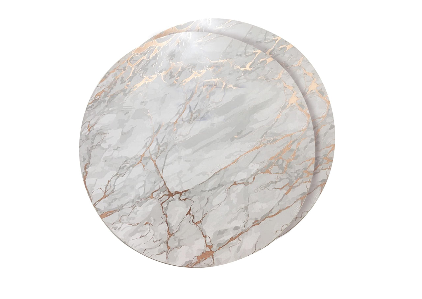 Dainty Home Marble Cork Place Mats Round Rose Gold 15"x15" Set of 2 Washable Placemats Heat Resistant Placemats Non Slip Table Placemats