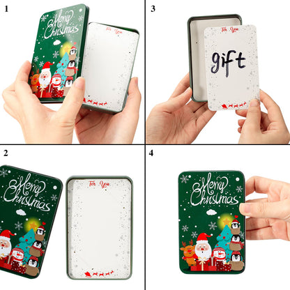 MGparty 12 PCS Christmas Gift Card Tin Boxes For Christmas Greeting Cards, Christmas Metal Tin Small Gift Boxes With Lids For Xmas Stocking Stuffers Party Favors,Christmas Holiday Gift Box Set