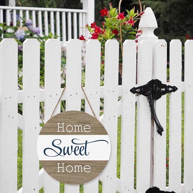 Welcome Sign Front Door Decoration Vintage Wooden Home Sweet Home 12in Round Wooden Hanging Housewarming Home Garden Decor