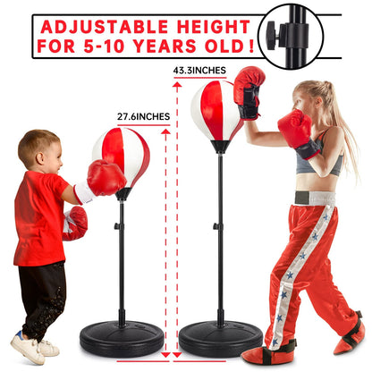 ShyLizard Punching Bag for Kids Included 2 Pack Boxing Gloves, Boxing Toy Sets with Height Adjustable Stand for Boys, Sports Gifts for Boys & Girls Age 5,6,7,8,9,10 Years Old
