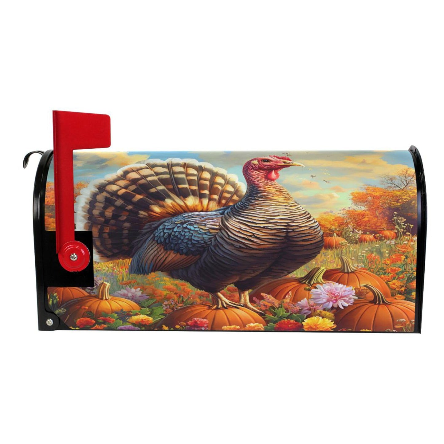 ALAZA Thanksgiving Turkey Pumpkin Field Magnetic Mailbox Cover MailWraps Garden Yard Home Decor for Outside Standard Size-18"x 20.8"