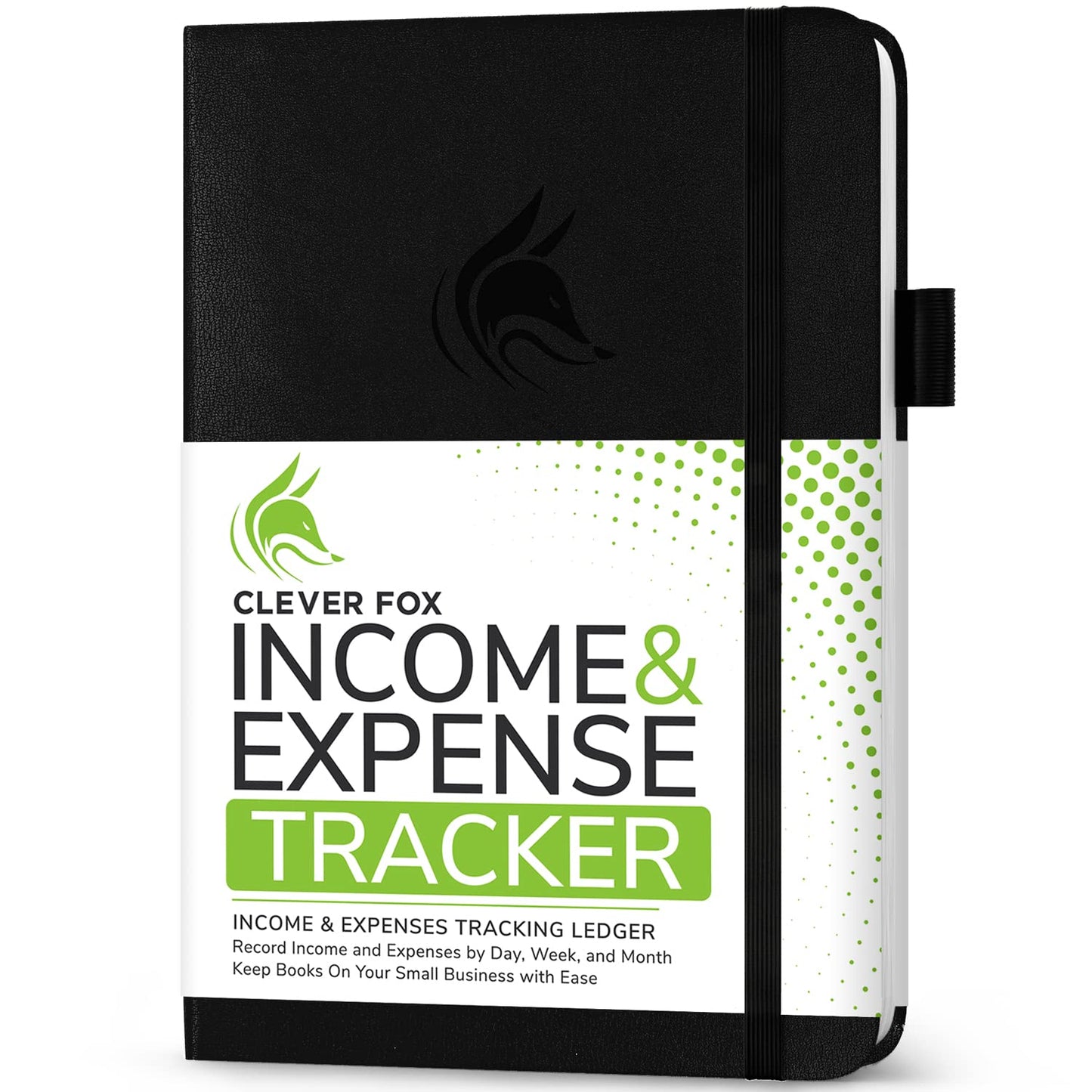 Clever Fox Income & Expense Tracker – Accounting & Bookkeeping Ledger Book for Small Business – 1-Year Record Notebook, A5 (Black)