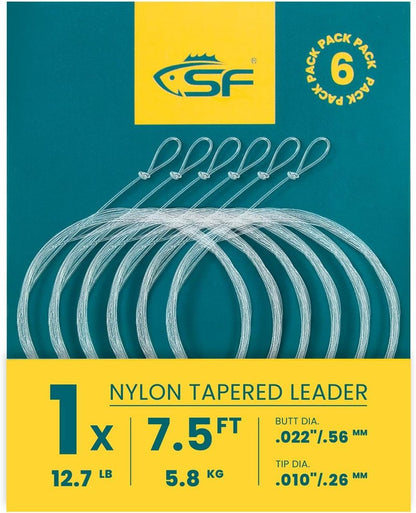 Pre-Tied Loop Fly Fishing Tapered Leader - Nylon Clear for Freshwater & Saltwater | 7.5FT to 15FT, 0X to 7X