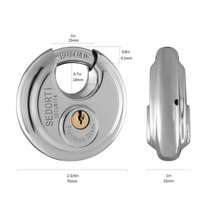 SEDORTI 20-Pack Discus Padlocks Keyed Alike, 2-3/4 inch Wide, Stainless Steel 304 Round Lock, Waterproof and Rustproof Storage Lock with Brass Keys, Ideal for Storage Unit Gate, Outdoor, Shed, Fence