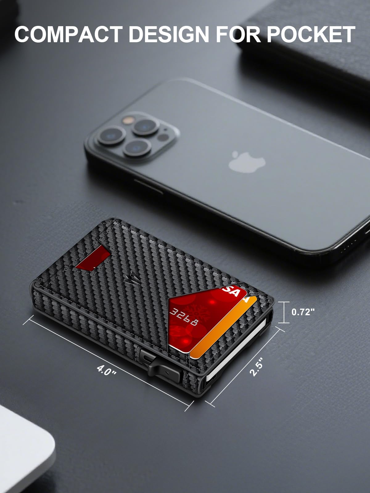 Wallet for Men, Slim Minimalist Wallet with Money Clip ＆ ID Window, RFID Blocking Pop Up Credit Card Holder, Smart Aluminum Mens Wallet Holds 9-13 Cards, Front Pocket Bifold, Birthday Gifts for Men