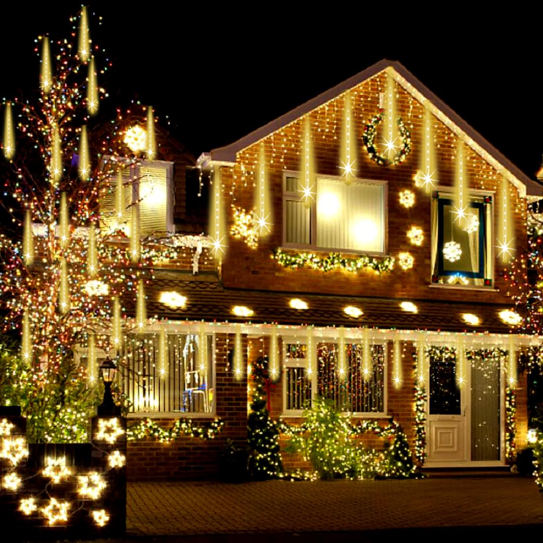 Adecorty Christmas Lights Outdoor, UL Certified Falling Rain Drop Light