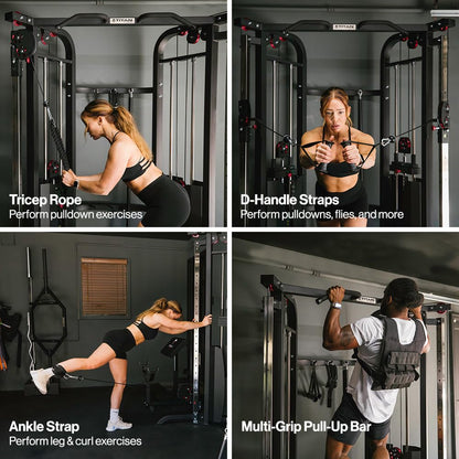 Titan Fitness Functional Trainer, Cable Crossover Machine with 200 LB Double Weight Stack, 2:1 Cable Pull Station, Home Gym Workout Weight Training Machine with Attachments