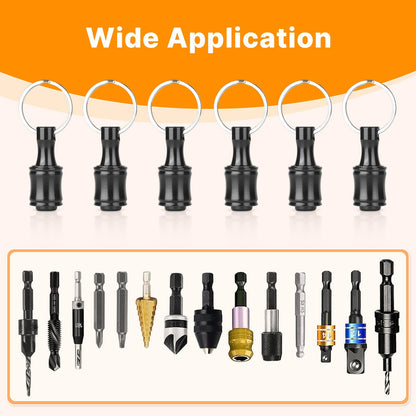 Sopclane 6PCS Keychain Bit Holder,Hex Drill Bit Holder for Impact Driver Drill Bit,Screwdriver Bit Holders for Tools and Gifts for Men,Black