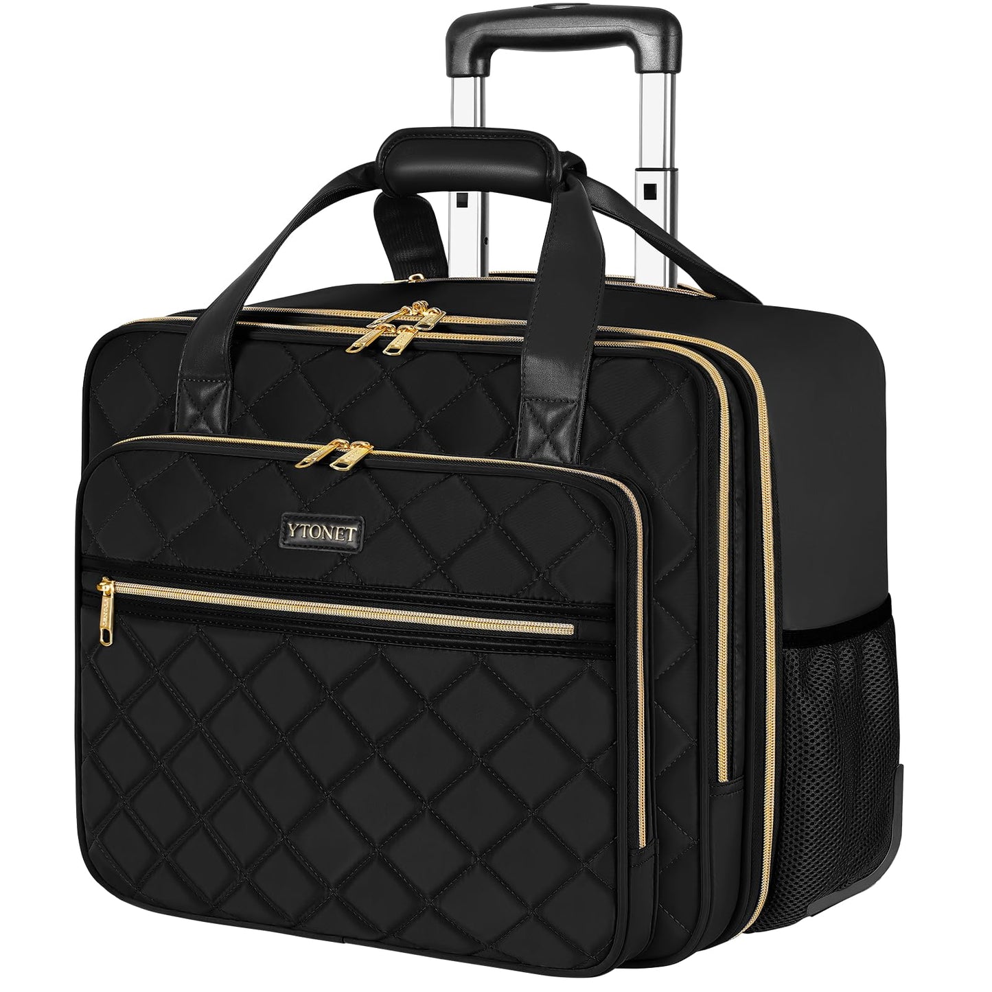 Ytonet Rolling Laptop Bag Women, Rolling Briefcase for Women, 17.3 Inch Laptop Bag with Wheels Rolling Computer Bag Laptop Case for Work Travel College Business Wife Mom Teacher, Black