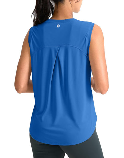 SANTINY Women's Sleeveless Workout Tops Breathable Lightweight Active Tennis Yoga Shirts Athletic Running Tank Tops for Women (Royal Blue_XXL)