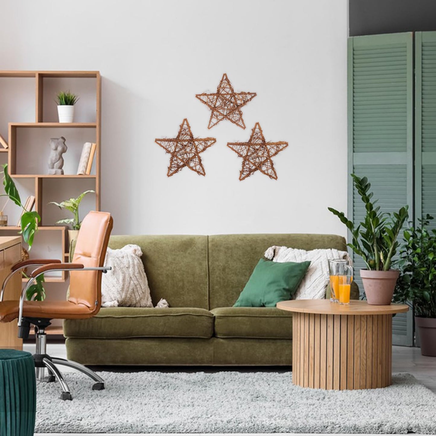 KUKLIPJIM 8 Pcs 12 Inch Star Shaped Natural Grapevine Wreath Set, Hand-Woven Vine Branch Wreaths for DIY Crafts, Christmas Decorations, Home & Event Styling