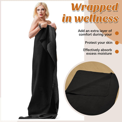Juexica 1 Pack 70" x 30" Sauna Blanket Insert Towel Cotton Soft Waffle Comfortable Absorbent Towel for Infrared Sauna Blankets Spa, Soft Reusable and Machine Washable (Black)