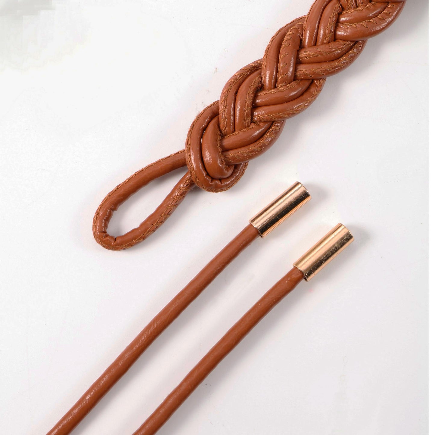 CHIC DIARY Women Braided PU Leather Rope Belt Adjustable Thin Waist Belt Boho Waist Wrap for Dresses