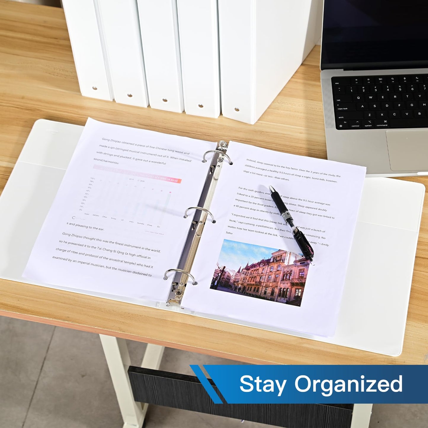SUIN 1.5-Inch 3-Ring Binders with 2 Interior Pockets, Premium Clear View Presentation Binder Holds 325 Sheets Letter Size, Office School Home,6 Pack