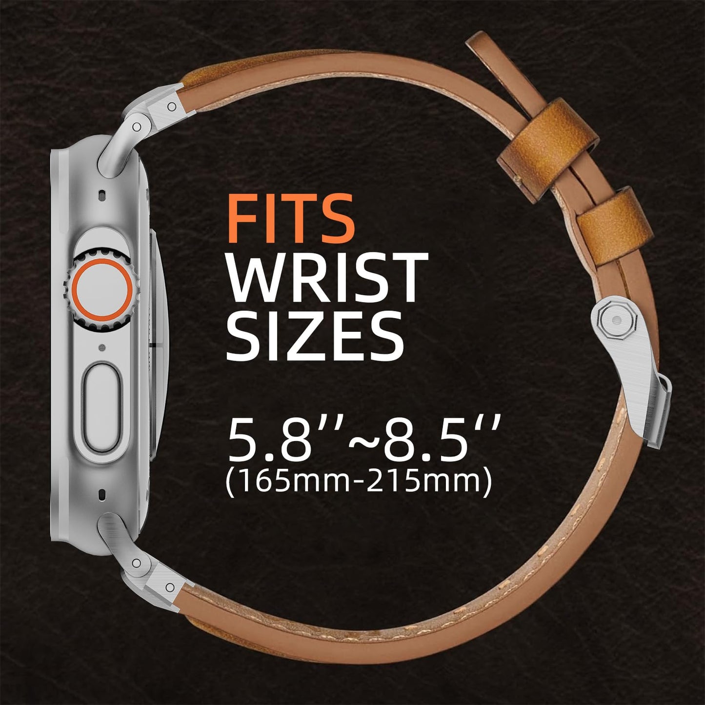 Genuine Leather Band Compatible with Apple Watch Ultra Band 49mm 46mm 45mm 44mm for Men,Vintage Genuine Leather Replacement Strap for iWatch Ultra 3 2 1,SE 3 2 1,series 11 10 9 8 7 6 5 4