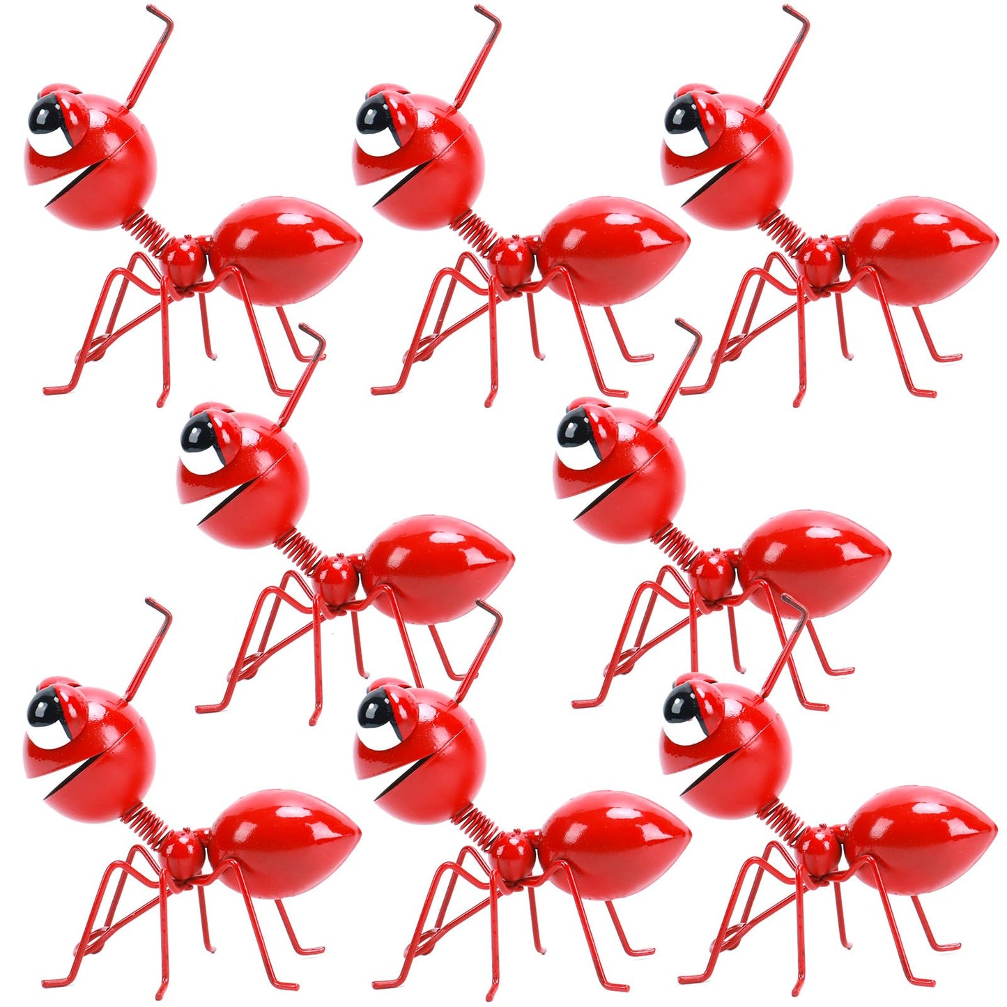 Cruis Cuka Metal Yard Art Garden Decor for Outside Cute Ants Yard Decorations Outdoor Lawn Ornaments Backyard Gifts for Mom - Set of 8（All Red）