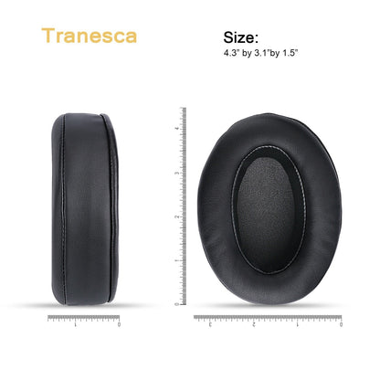 Tranesca Leather Replacement earpad/Ear Cushion/Ear Cover for ATH M50X, SteelSeries Arctis, HyperX Cloud & Alpha Big OVEREAR Headphones (Fits a Great Variety of Headphones) - Black