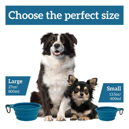 OHMO Collapsible Dog Bowl(2 Pack, Peacock&Light Blue 12oz/400ml) Premium Silicone Pet Water Bowls for Cats & Dogs, Portable Dog Travel Bowls Foldable for Outdoor Camping Hiking