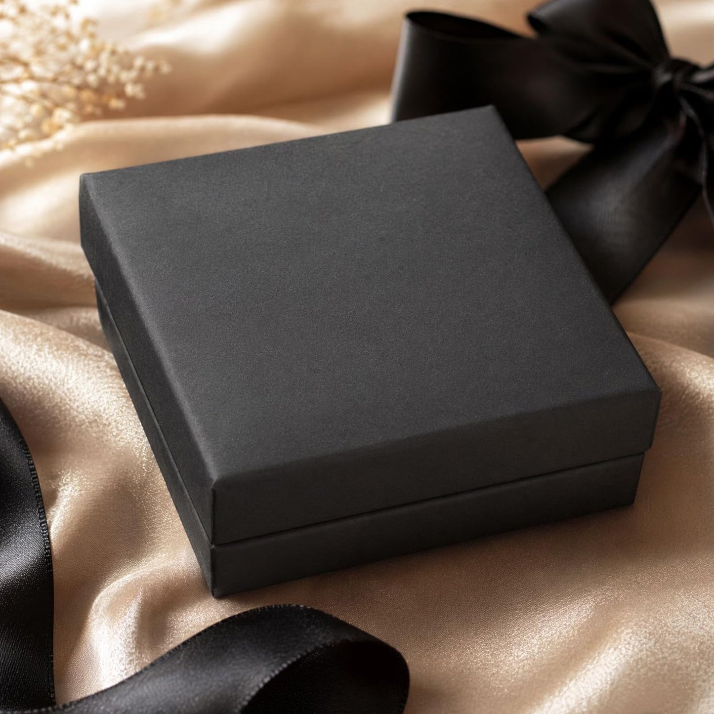 ARTISAMILY Christmas Gift Boxes for Presents 12pcs Black Earring Bracelet Necklace Box Jewelry Boxes 3.5" x3.5" x1" Cotton Fill Paper Jewelry Box Case for Birthday Wedding Shipping Storage