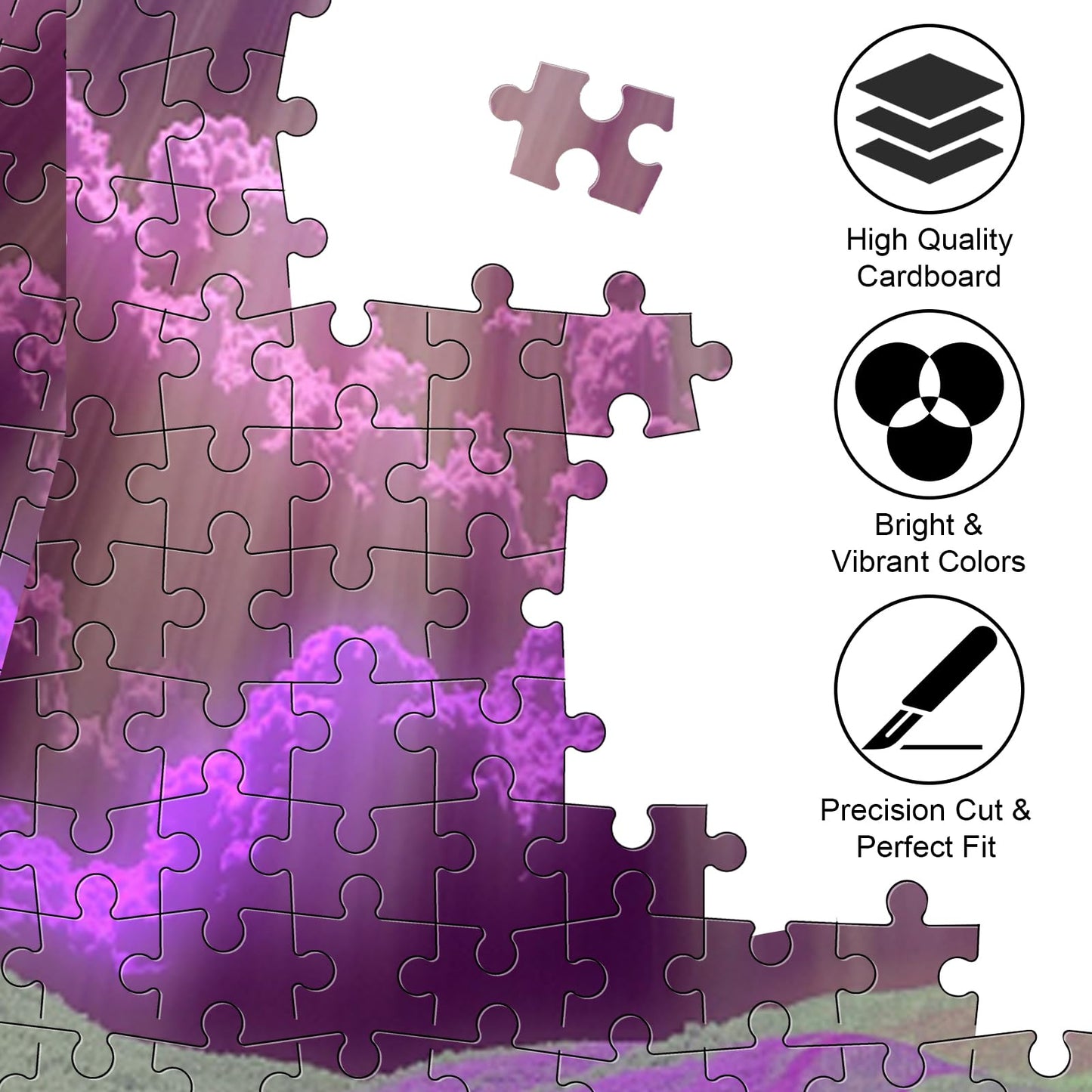 1000 Piece Jigsaw Puzzle, Magical Purple Crystal Fantasy Landscape