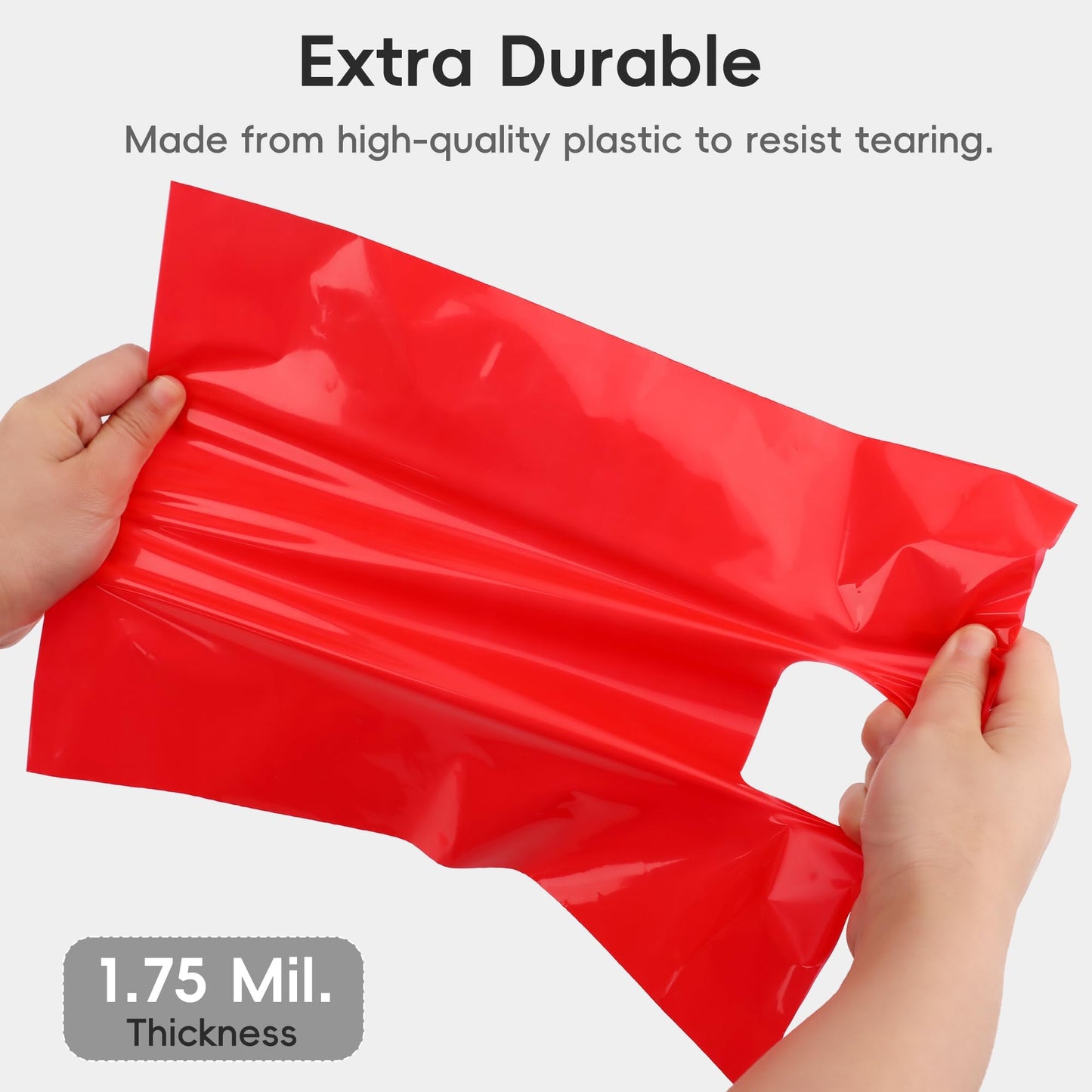 POPGIFTU Red Plastic Gift Bags with Handles 100 Pack, 9x12 Party Favor Bags Bulk for Holidays, Retail Shopping Bags, Small Business Packaging Supplies