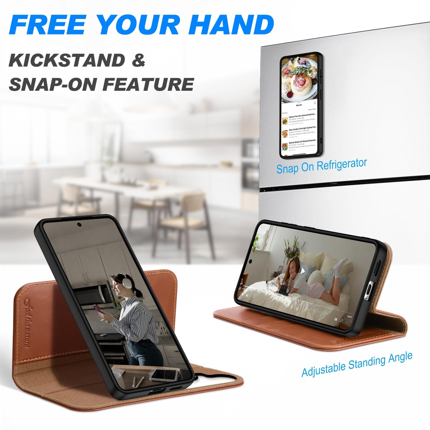 SHIELDON Detachable Wallet Case for Galaxy S26 6.3-inch, Genuine Leather, 2-in-1, Wireless Charging, Magnetic Closure, RFID Blocking Credit Card Slot, Kickstand, Full Protective Cover - Retro Brown