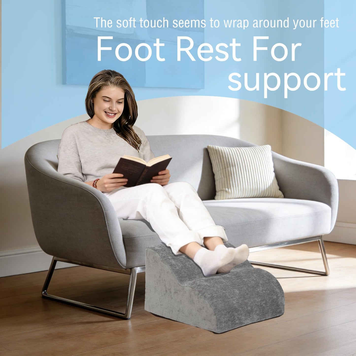 OpyTikar Foot Rest for Under Desk at Work.Multifunctional 3-Tier Foot Stool,with Washable Footrest.for Under Desk,Office Chair Gaming Chair & Sofa,Leg Elevation Pillow,Supports Posture -Dark Grey