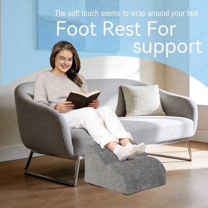 OpyTikar Foot Rest for Under Desk at Work.Multifunctional 3-Tier Foot Stool,with Washable Footrest.for Under Desk,Office Chair Gaming Chair & Sofa,Leg Elevation Pillow,Supports Posture -Dark Grey