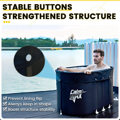 CalmMax Oval Ice Bath Tub with Lid for Athletes 492L Portable Cold Plunge Tub for Cold Water Therapy 5 Layers Ice Baths at Home Outdoor Gym - 105cm Long