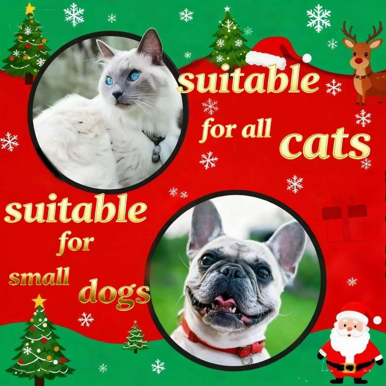 MITOCAPY Christmas Dog Costume, Handmade Cat Holiday Outfit with Christmas Tree Hat & Wreath Scarf Set, Adjustable,Lightweight & Breathable,Pet Accessories for Rabbits Xmas Party & Photos