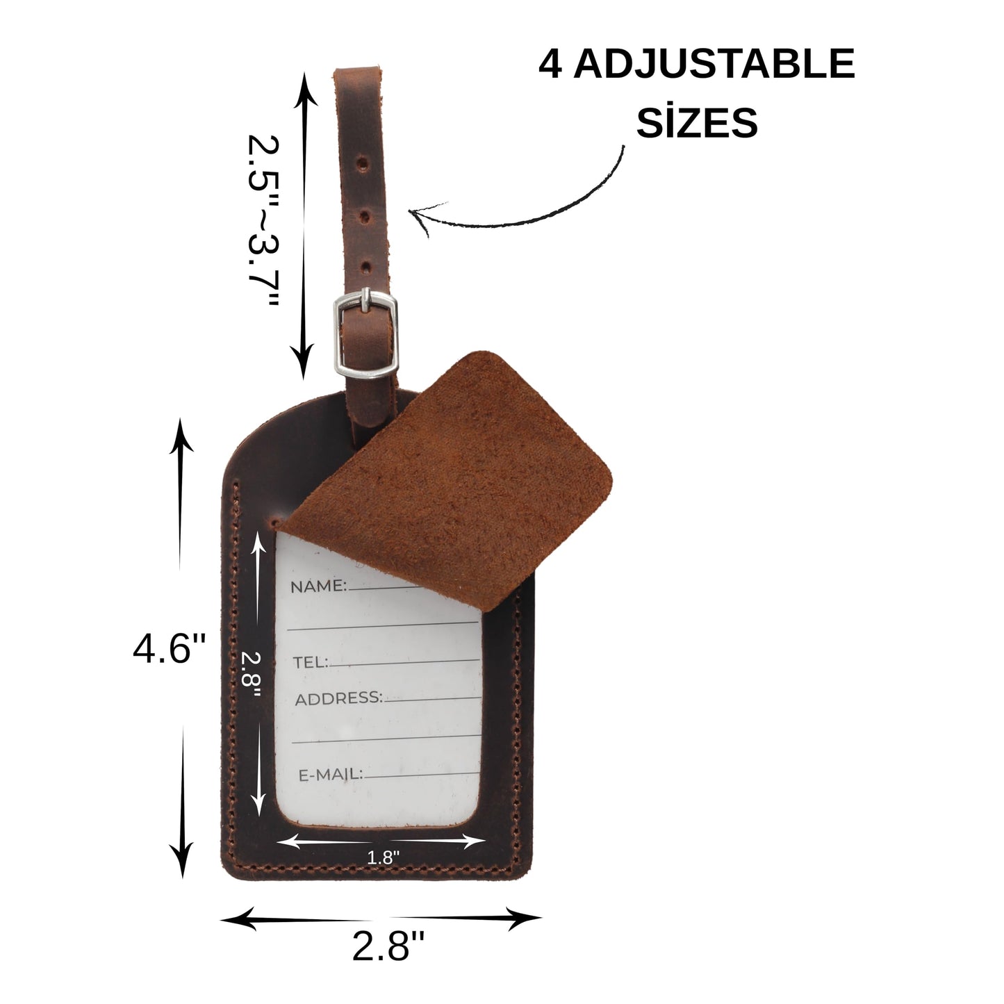Toprank Leather Luggage Tag for Suitcase – Full Grain Leather Travel ID Tag with Privacy Cover, Buckle Strap & Information Card – Durable Baggage Tag (Tan, 2 Pack)