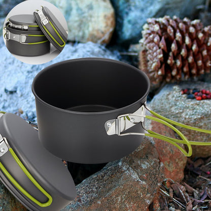 Gutsdoor Camping Cookware Set Camping Gear Campfire Utensils Non-Stick Cooking Equipment Lightweight Stackable Pot Pan Bowls with Storage Bag for Outdoor Hiking (11 Piece/Set)