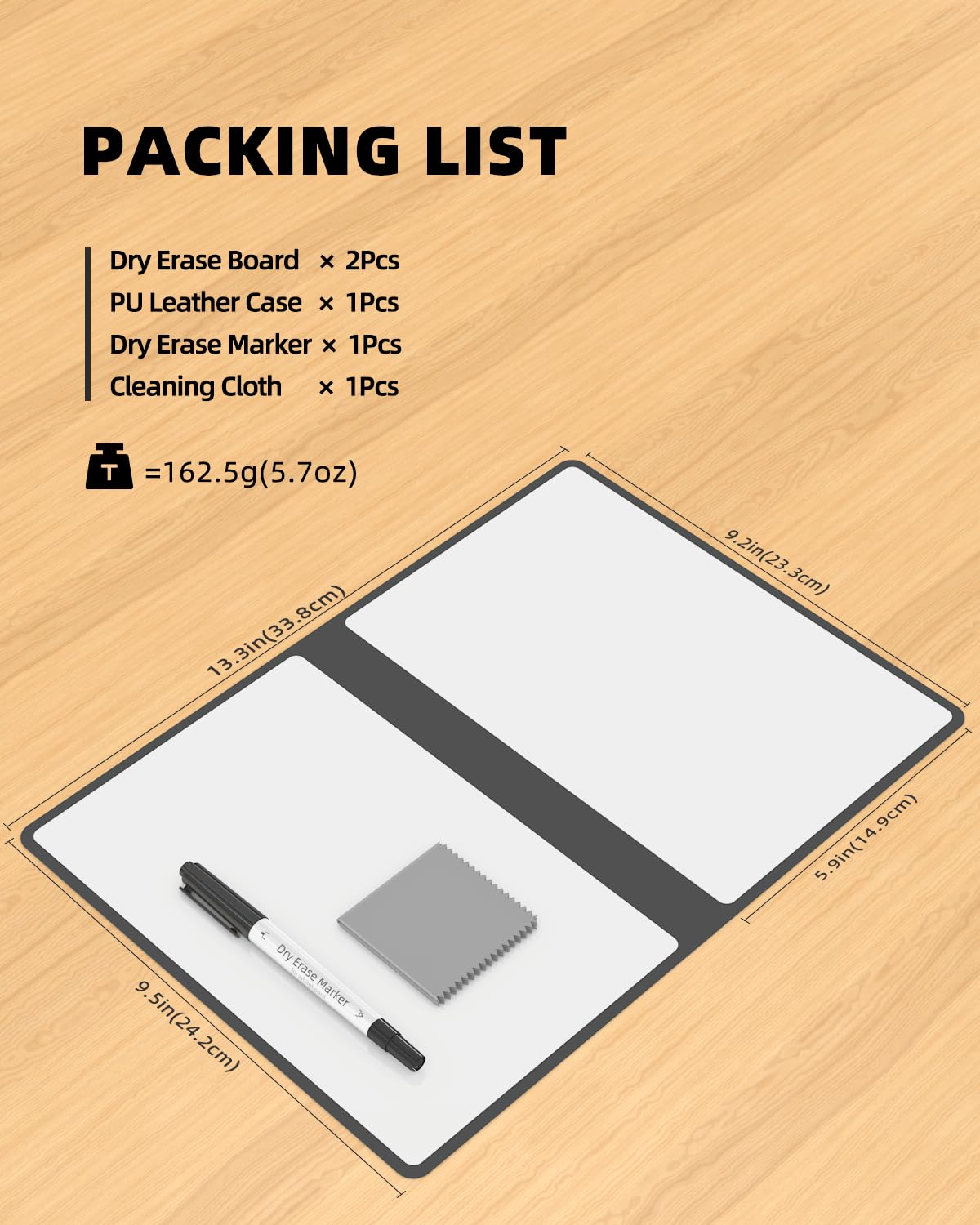 Mehaving Portable Small White Board Dry Erase Board, Reusable 9.5 * 6.6in Notebook Memo, Office Home Supplies Desk Accessories MH760 (Grey)