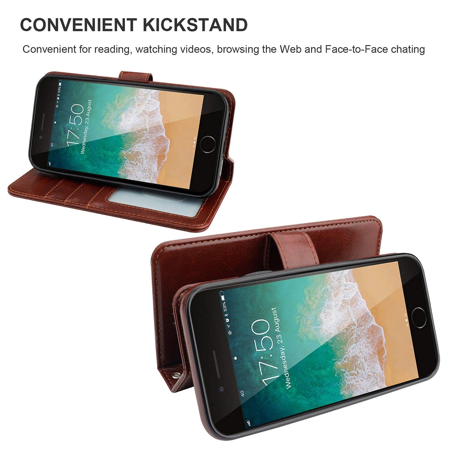 Bocasal for iPhone SE (2022)/SE (2020)/8/7 Wallet Case with Card Holder PU Leather Magnetic Detachable Kickstand Shockproof Wrist Strap Removable Flip Cover for iPhone 7/8/SE2/SE3 4.7 inch (Brown)