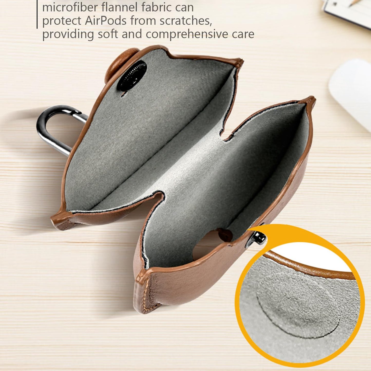UMUBUHOMS Case for AirPods 4 Leather Cover Support Wireless Chargin, MagSafe with Keychain Airpods Strap - Compatible with AirPods 4th Generation (2024) Case (Brown)