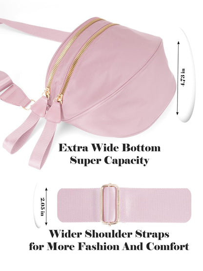 Pure Colour Crossbody Bag Bum Bag for Women,Spacious Purse Fanny Packs Belt Bag,Oversized Bum Bag (Colour Bum Bag-Beige)