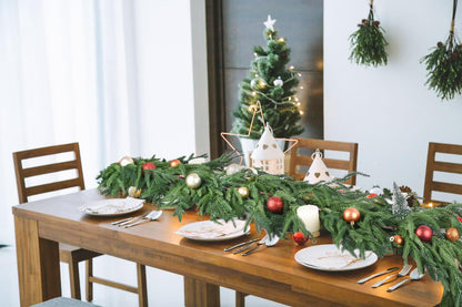 Norfolk Pine Garland Christmas Decoration - 9ft Realistic Pine Needles Artificial Greenery Garland for Holiday Mantel Fireplace Stairs Railing Table Home Decor