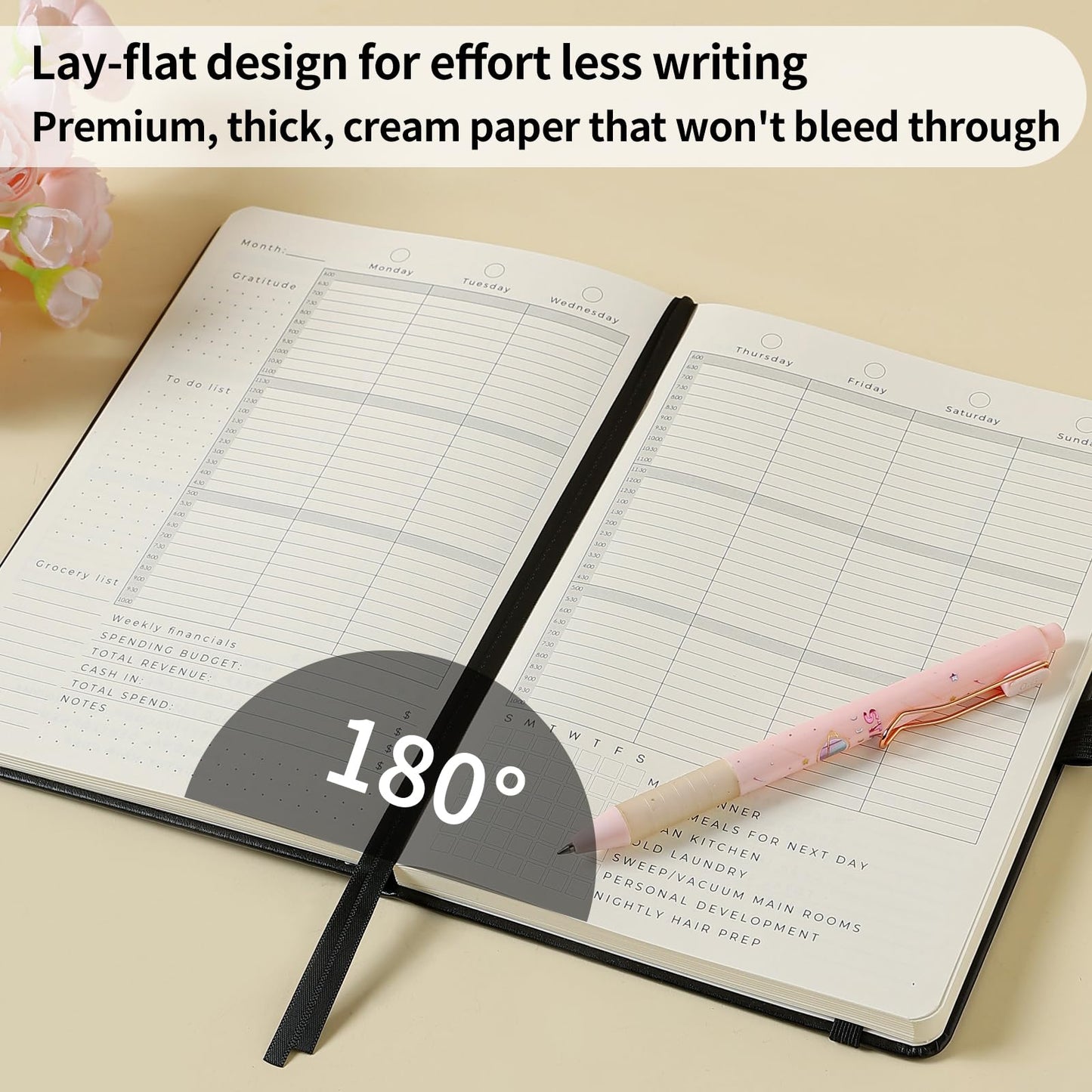 Planner 2025-2027, 36 Months Weekly and Monthly Planner with Budget & Goal Setting, 8.3" x 5.7", Flexible Cover, Daily Organizer with Inner Pocket, Bookmarks, Pen Holder for School Office Home, Black