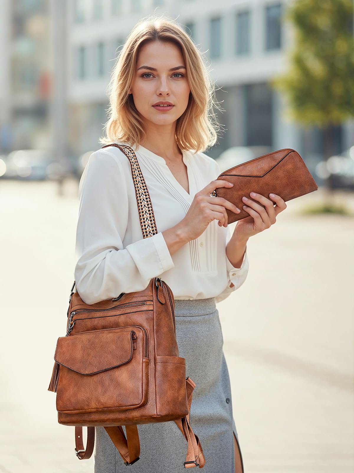 garaplight PU Leather Backpack Purse for Women | Anti-theft Ladies Shoulder Bag Handbag Suitable for Work, Travel, and Daily Use (Brown)