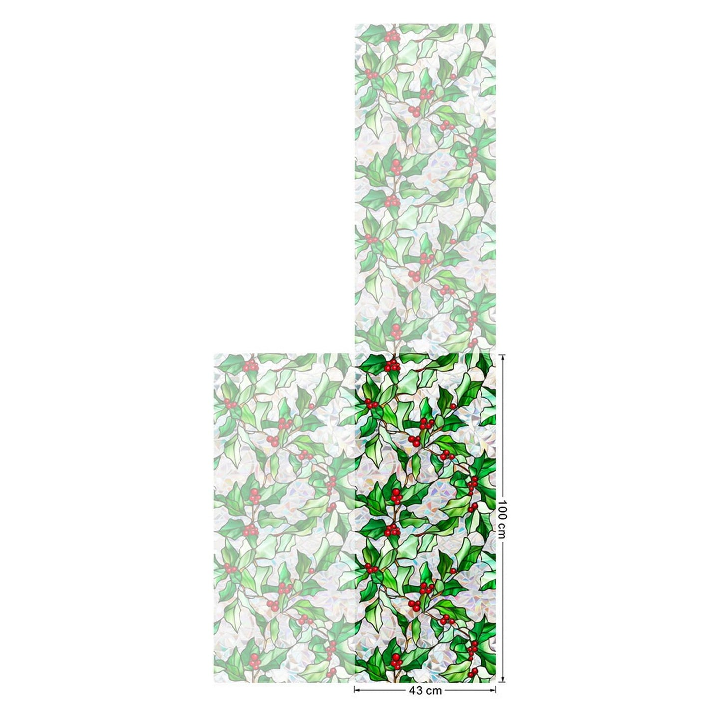Christmas Window Film Christmas Green Window Clings DIY Glass Art Decoration Xmas Red Berry Designs Privacy Film Stained Glass Window Film Windows Sticker for Holiday Bedroom Door Decor