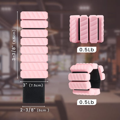 KIMPOK Wrist & Ankle Weights – 2 lbs / 1 lb Pair, Silicone-Wrapped Adjustable Wearable Weights for Toning, Walking, Pilates & Yoga (pink, 1 lb pair (0.5 lb each))