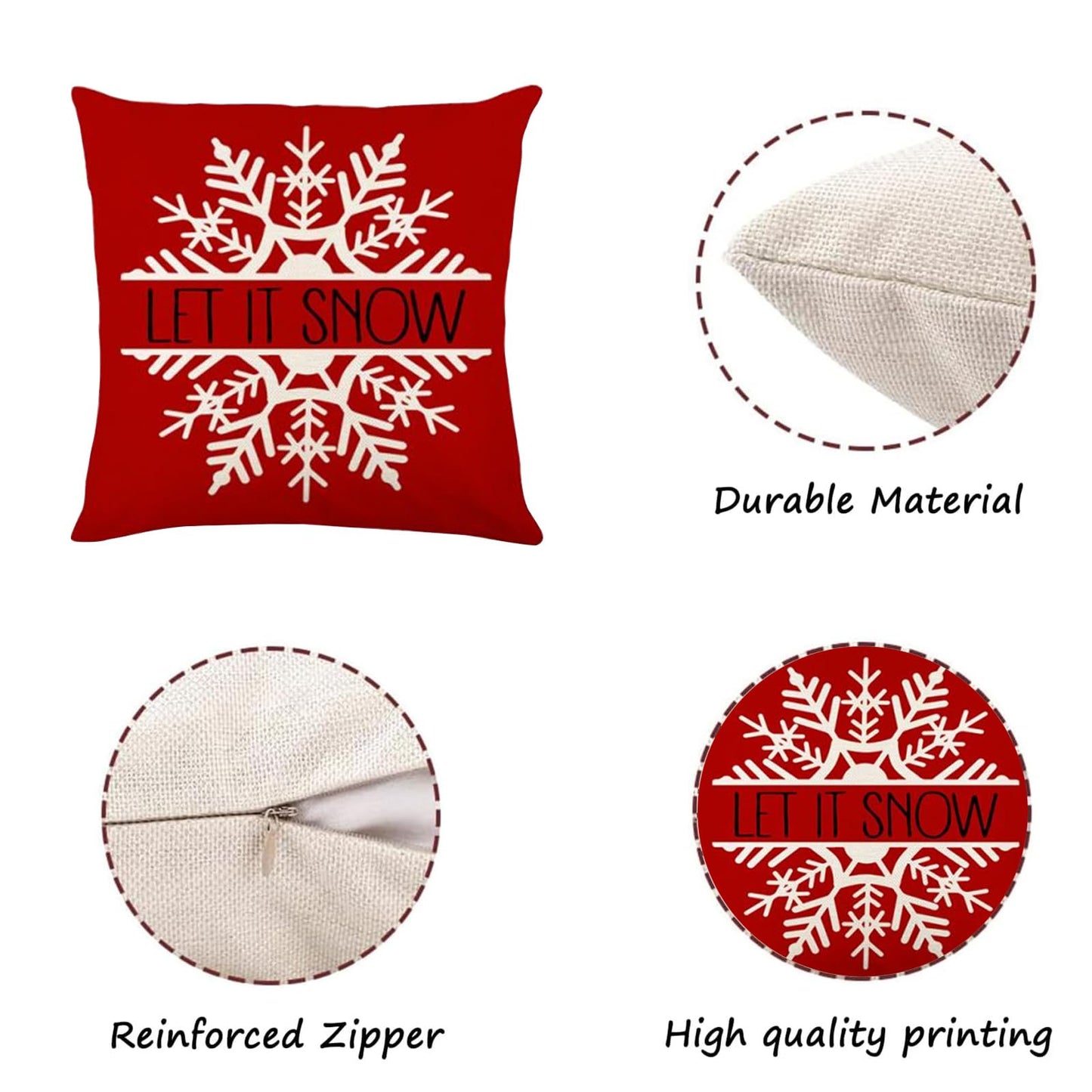 ONFAON Christmas Decorations - Christmas Pillow Covers 18x18 Set of 4,Farmhouse Christmas Throw Pillow Covers Set for Home Bedroom Sofa Couch