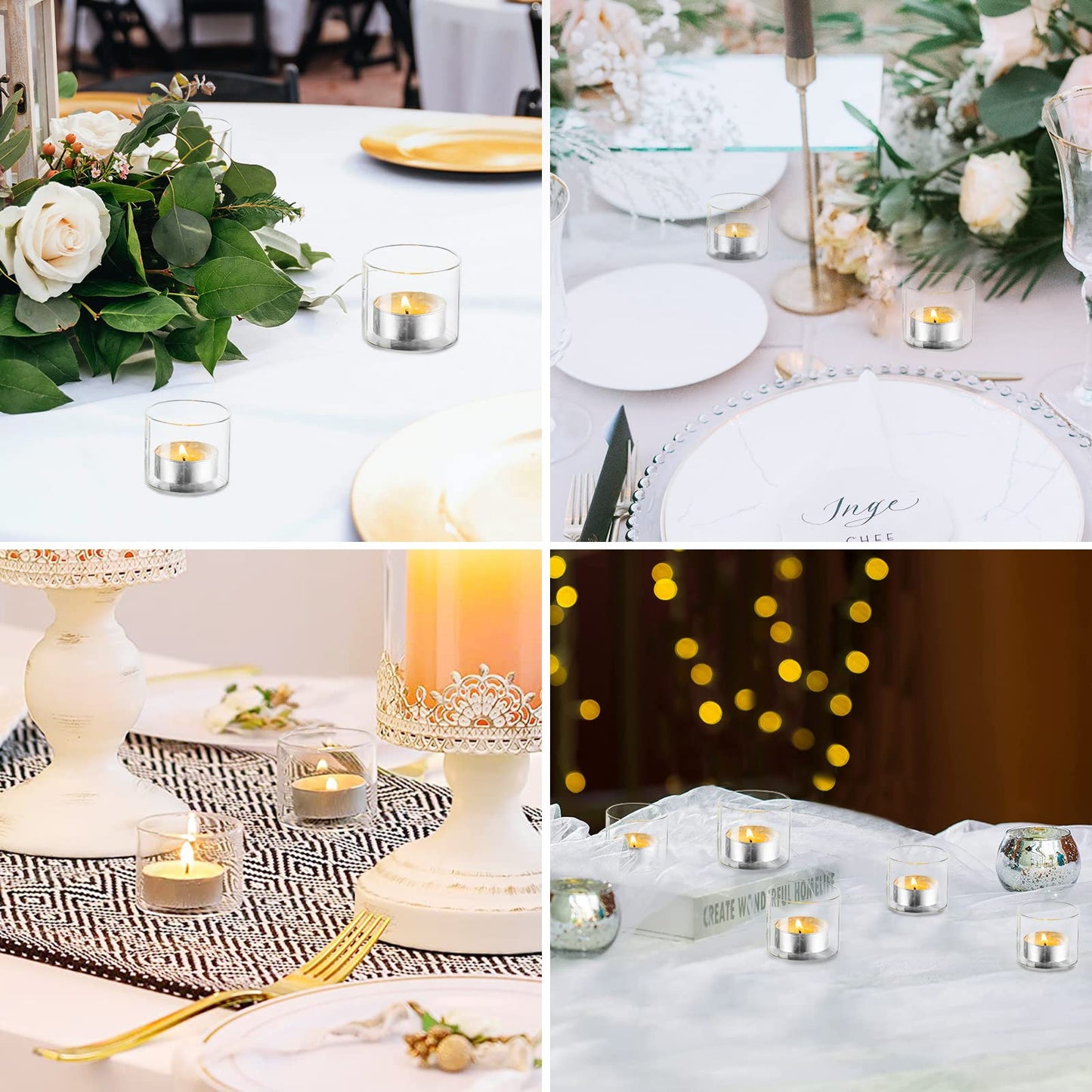 Romadedi Clear Tealight Candle Holder - Glass Votive Table Bulk Small Wedding Decor Centerpiece Floating Tea Lights for Christmas Party Birthday Home Pack of 12